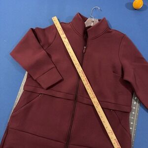 ZUDA Scuba High-Neck Jacket Size L Wine Red Full-Zip Pockets Mid-Length - New